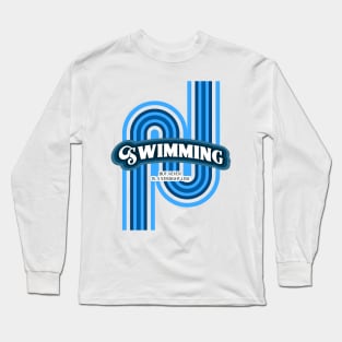 Swimming, but never in a straight line, adventure swimming Long Sleeve T-Shirt